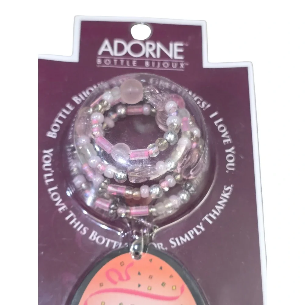 Adorne Bottle Bijoux Congrats Wine Bottle‎ Jewelry Pink Beaded Champagne Charm